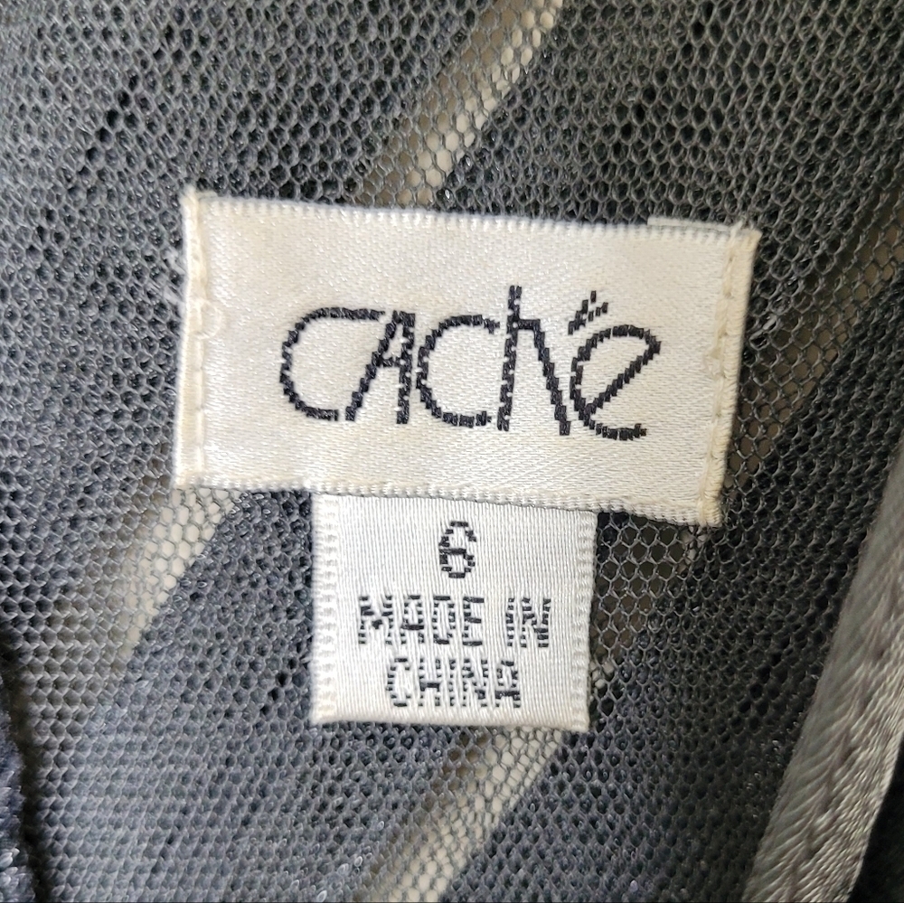 Caché Vintage Cocktail Dress In Gray Metallic Size 6 - Picture 9 of 9